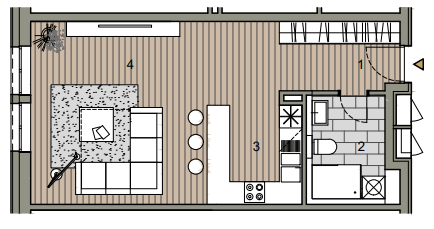 Predané: Novostavba posledný 1 izbový byt, širšie centrum v Bratislave, Beskydská ulica, 44,87m2, štandard, terasa 40m2-10
