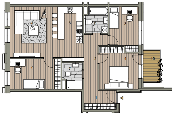 Predané: Novostavba 4 izbový byt, širšie centrum v Bratislave, Beskydská ulica, 90,37m2, balkón 4,5m2, štandard.-15