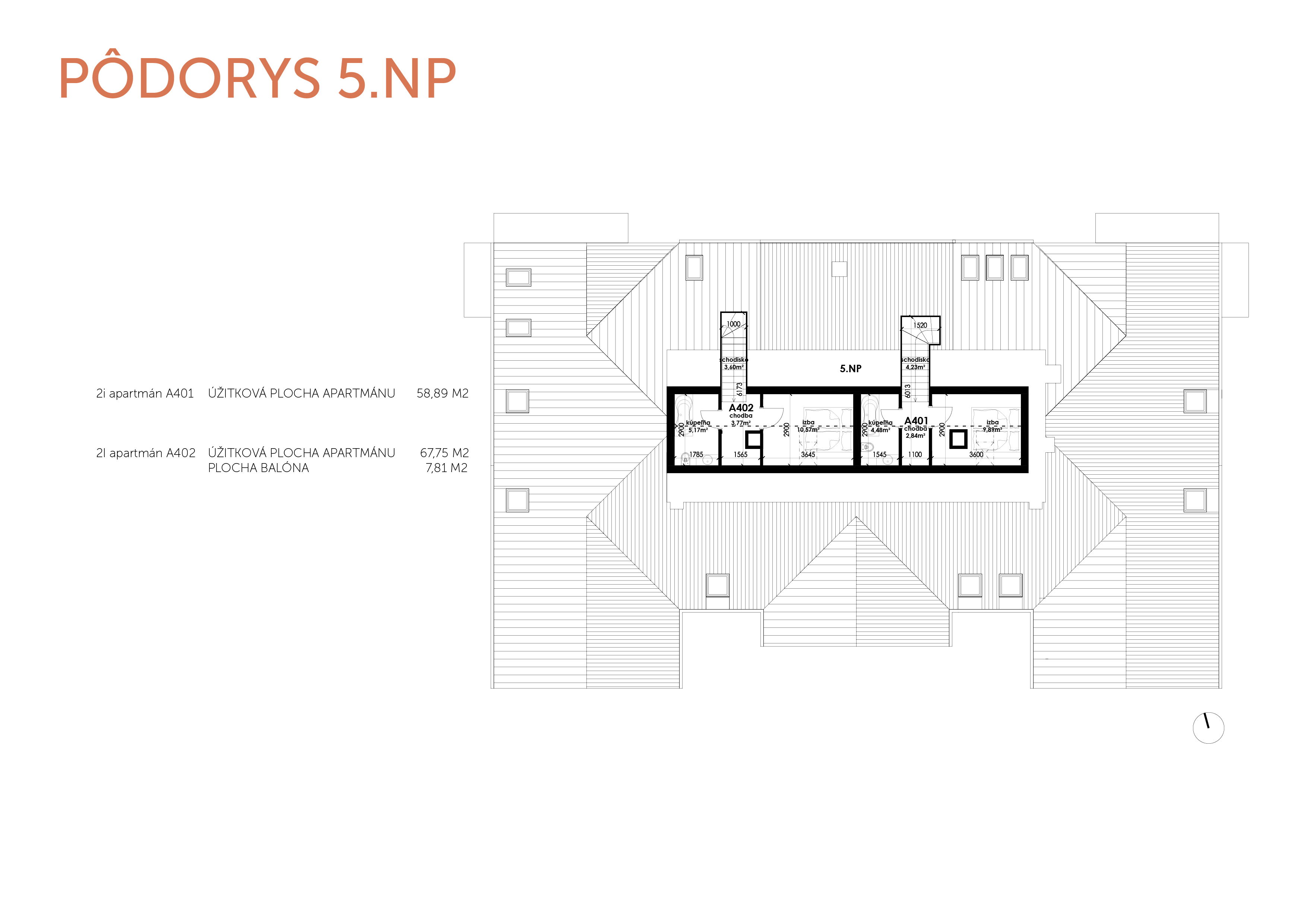 Predané: NOVOSTAVBA Apartmán 2 IZBOVÝ, na dvoch podlažiach, M-HOUSE, MALACKY CENTRUM, 58,89M2-7